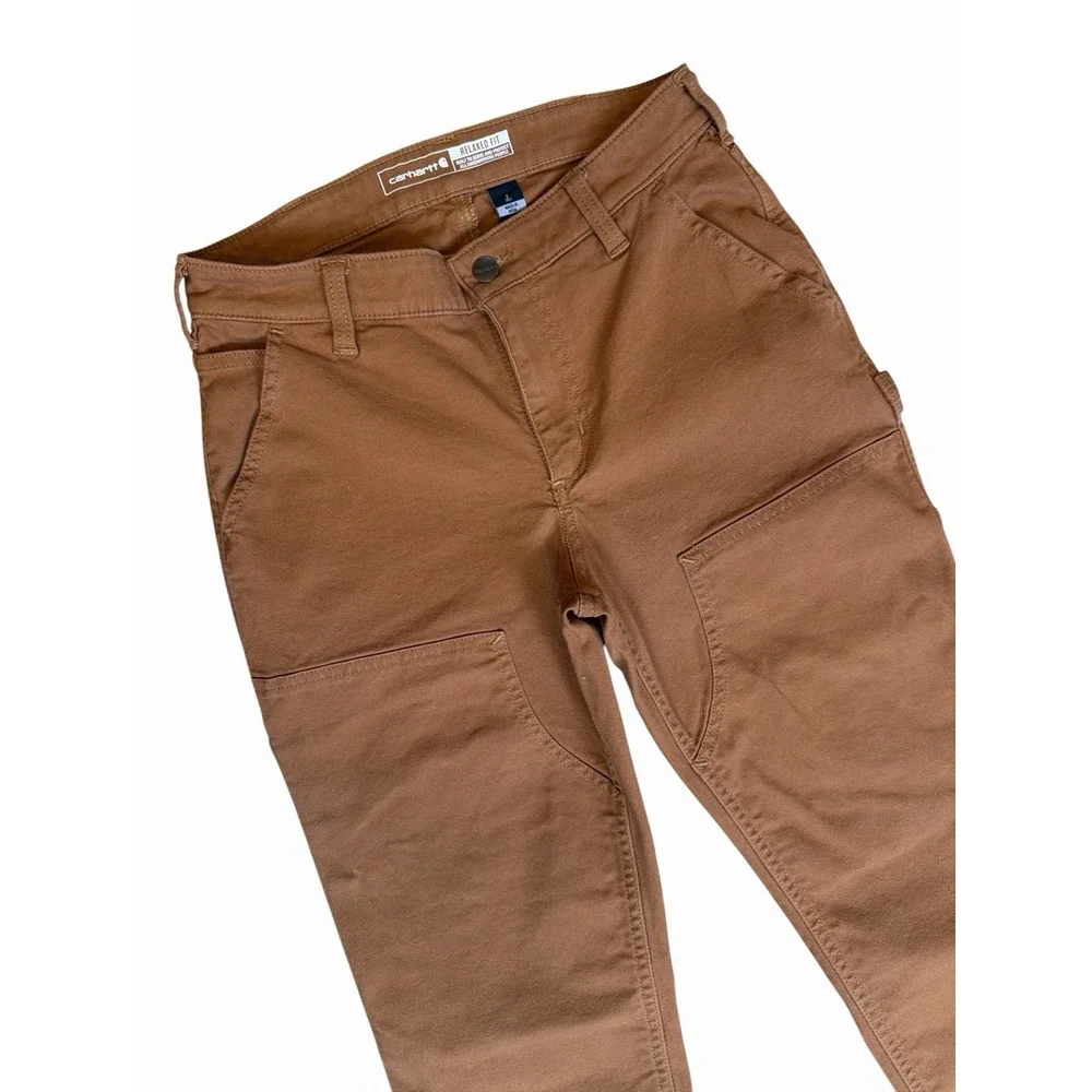 Carhartt double knee Duck Jeans carpenter Women's Sz 2 Tall rugged relaxed fit - Picture 2 of 10